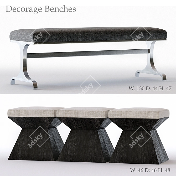 Sleek Decorage Bench with Adjustable Dimensions 3D model image 1