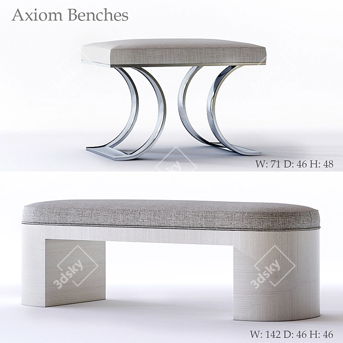 Sophisticated Bernhardt Axiom Bench 3D model image 1