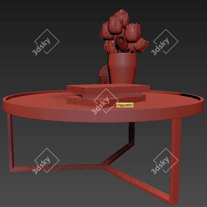 Elegant Parquet Coffee Tables 3D model image 2