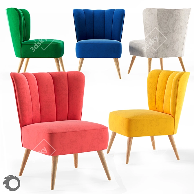 Luxury Westbury Velvet Chair 3D model image 1