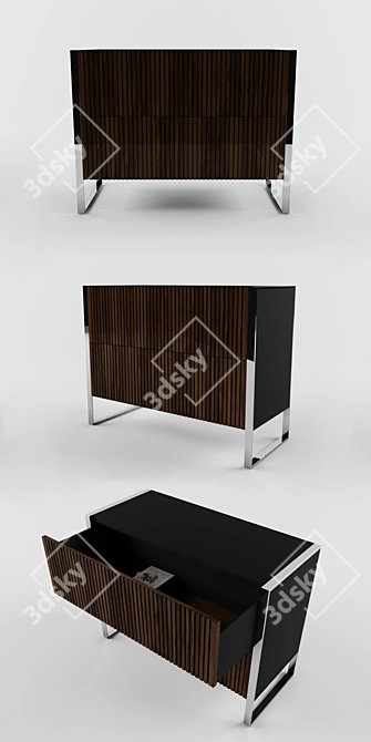 Sleek ARRIS Chrome Chest of Drawers 3D model image 2
