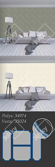 Essence Elgin 44 Wallpaper Collection - 4 Color Variations 3D model image 3