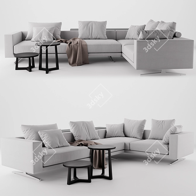 Flexform CAMPIELLO: Stylish Sofa and Side Tables 3D model image 1