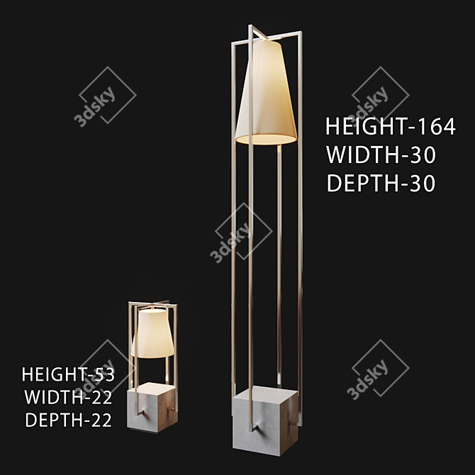 Elegant Metal Hurricane Lamps 3D model image 1