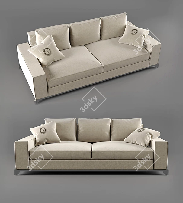Trussardi Casa Italy: Elegant 3-Seater Sofa 3D model image 1