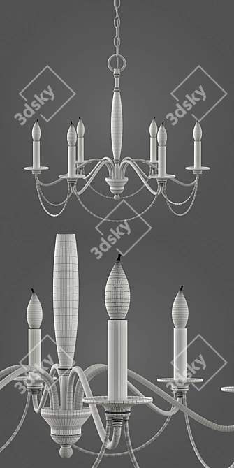 Modern Rustic Chic: Graham Chandelier 3D model image 3