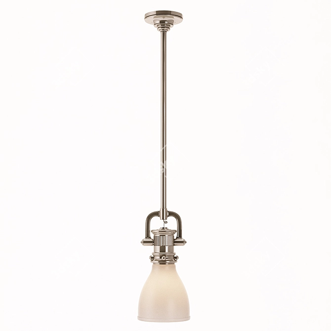 Chapman Traditional Yoke Mini Pendant - Polished Nickel & White Glass 3D model image 1
