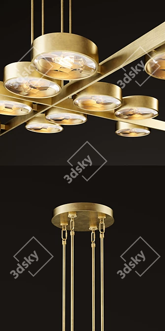 Luxury Square Chandelier in Montesquieu Bronze 3D model image 2