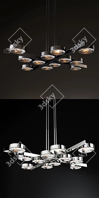 Luxury Square Chandelier in Montesquieu Bronze 3D model image 3