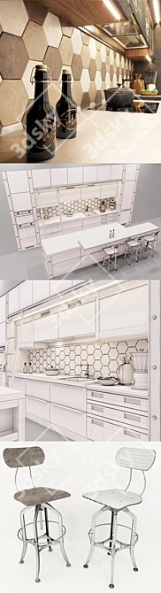 Virs Loft Two: Sleek and Stylish Kitchen 3D model image 3