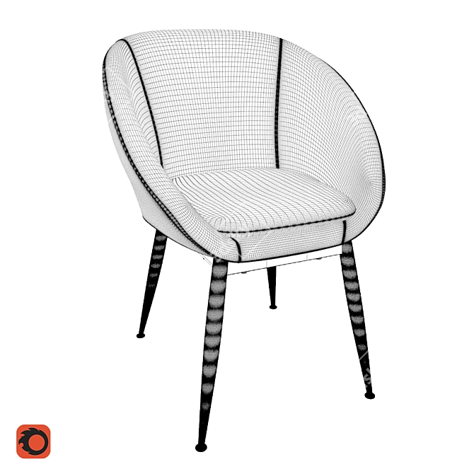 Velvet Spindle-Leg Dining Chair 3D model image 3