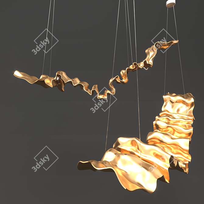 Elegant Golden Ribbon Pendant 3D model image 1