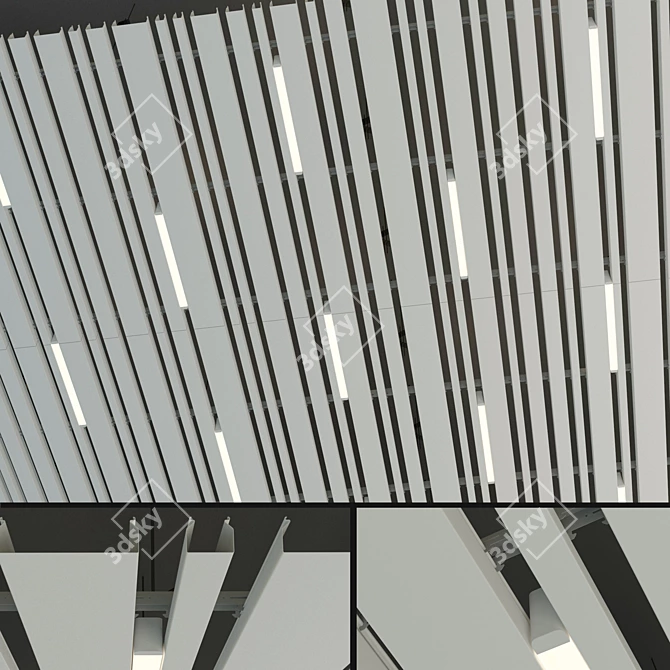 Recessed Grid False Ceiling System 3D model image 1