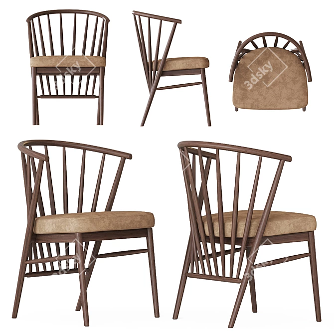 Elegant Ash Chair: Morelato Jenny 3D model image 1