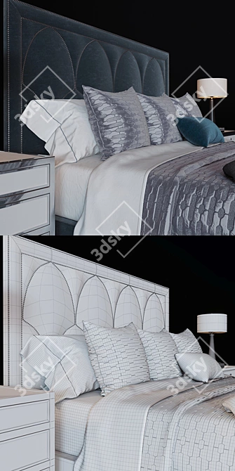 Regal Upholstered King Bed 3D model image 2