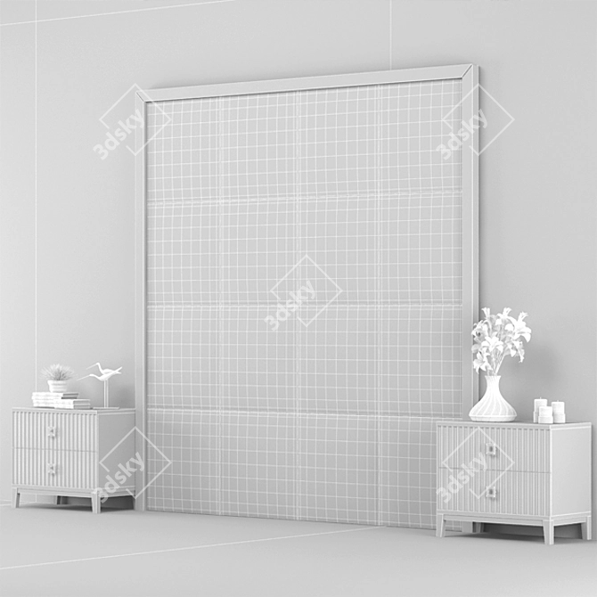Elegant Art Deco Headboard Set 3D model image 3