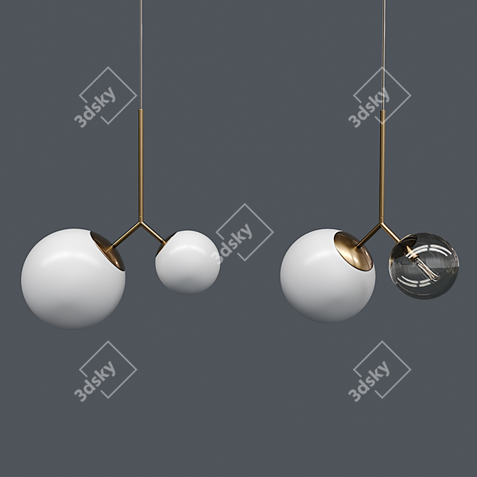 Modern design Double ceiling lamp 3D model image 1