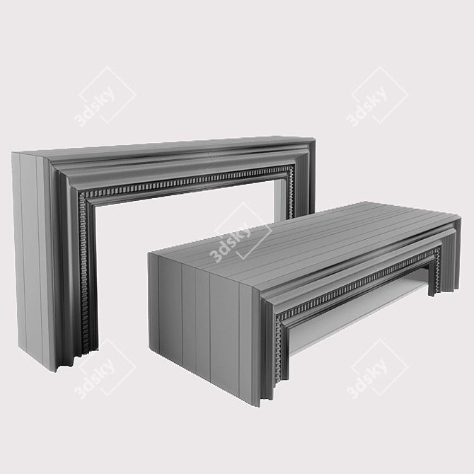 Rustic Crafted Hall Console & Table 3D model image 2
