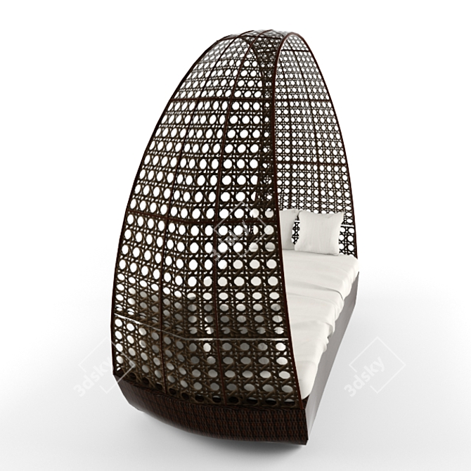 Braided Rattan Sofa-Chaise: KM 0205 3D model image 2