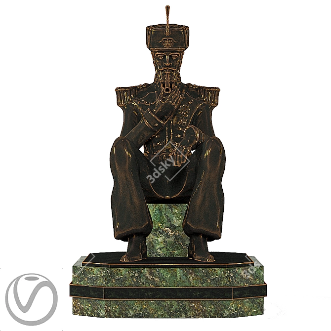 Bronze Officer with Pipe 3D model image 2