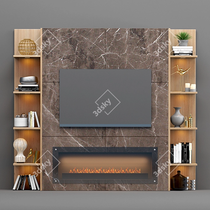 Title: Majestic Oak Tv Stand 3D model image 1