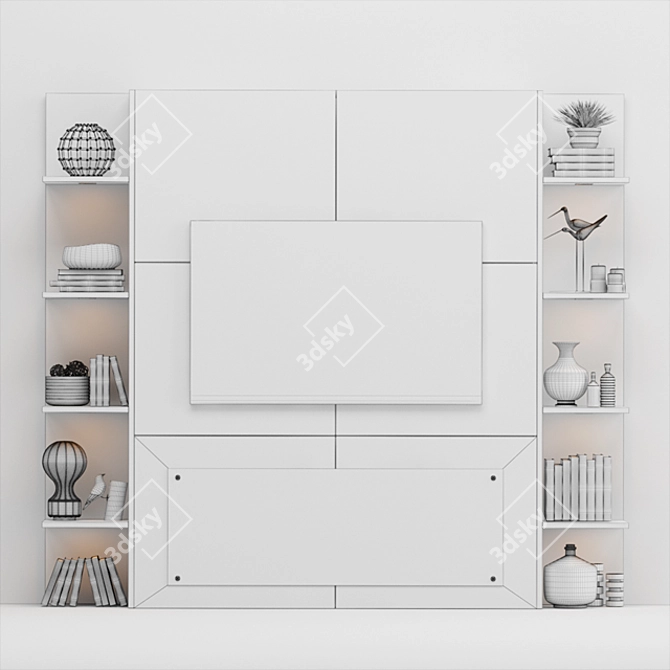 Title: Majestic Oak Tv Stand 3D model image 3