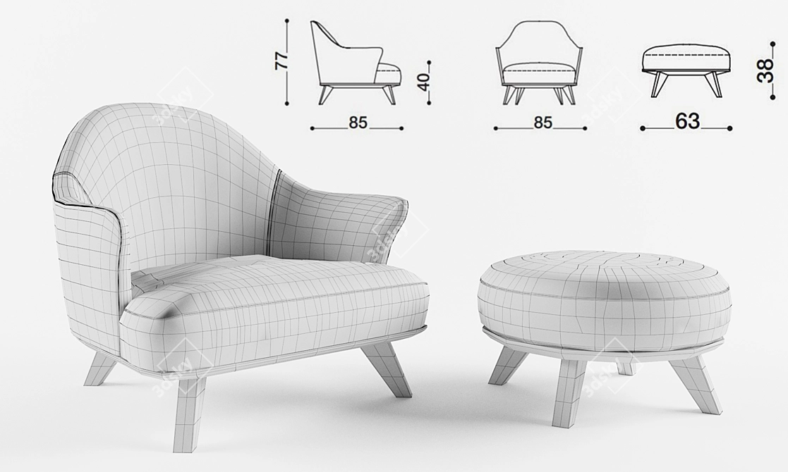 Elegant Desiree Alasia Chair 3D model image 3