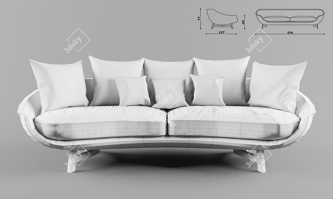 Desiree Avi ES: Stylish & Spacious Sofa 3D model image 3