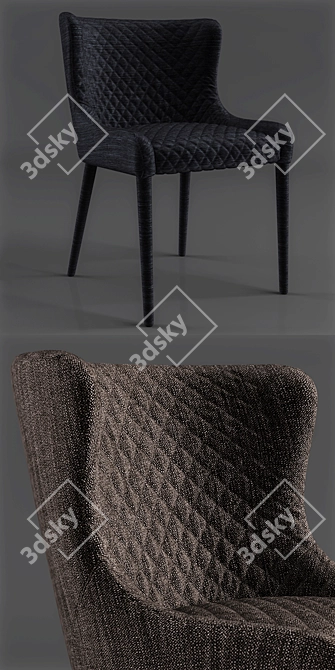 Chic Quilted Dining Chair 3D model image 2