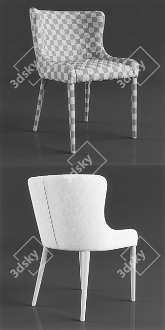 Chic Quilted Dining Chair 3D model image 3