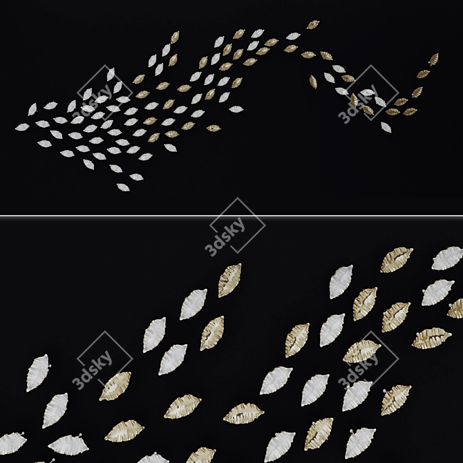 Golden Leaf Porcelain Wall Art 3D model image 1