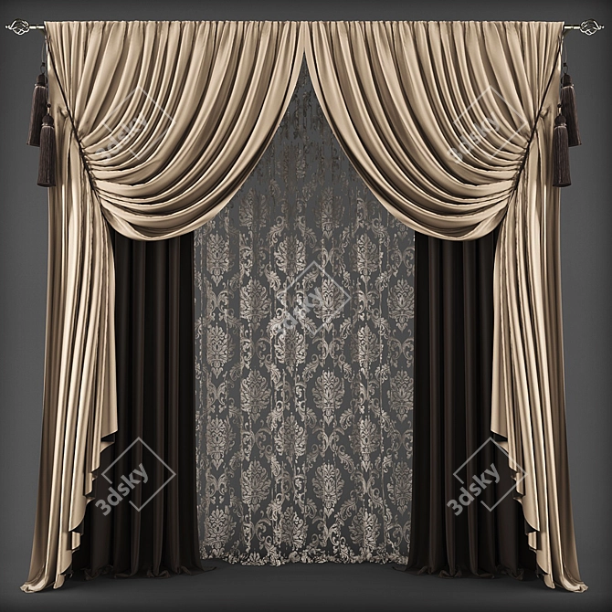 Title: Classic Style Curtains 3D model image 1