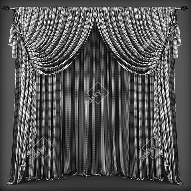 Title: Classic Style Curtains 3D model image 2