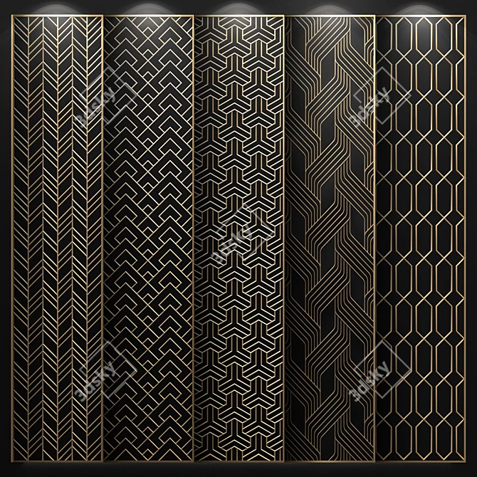 Brass Geometric Decorative Partition 3D model image 1