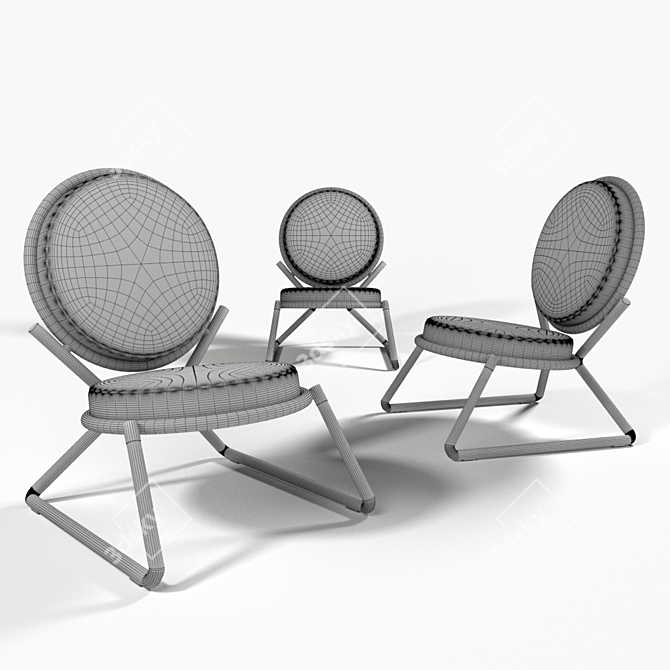 Sleek Leather Lounge Chair 3D model image 2
