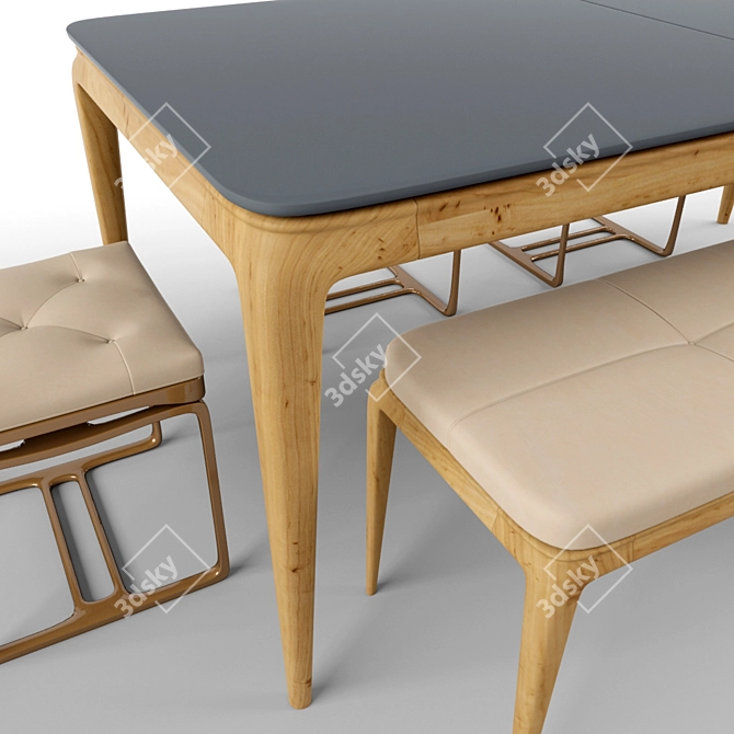 Modern Table Chair Set 3D model image 2