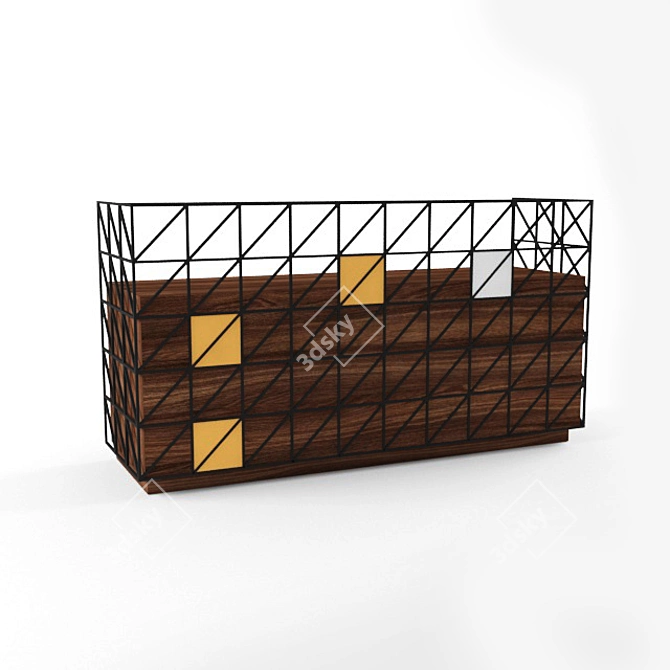 Modern Wood and Metal Reception Table 3D model image 1