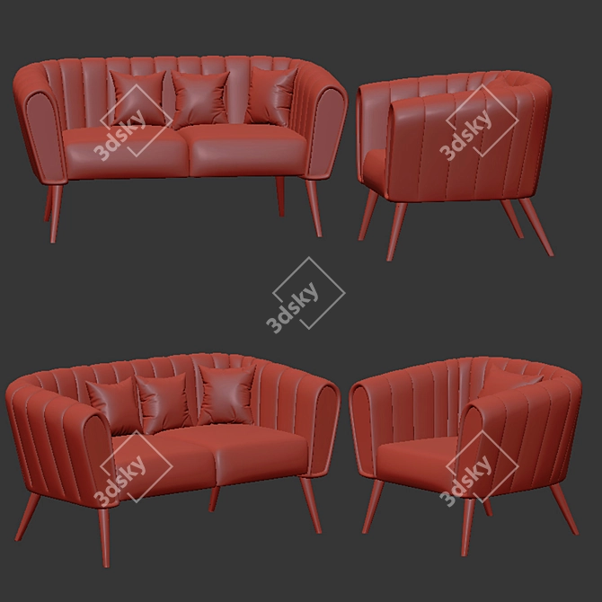 Elegant Oreas Sofa Set with Maytoni Erich Lighting 3D model image 3