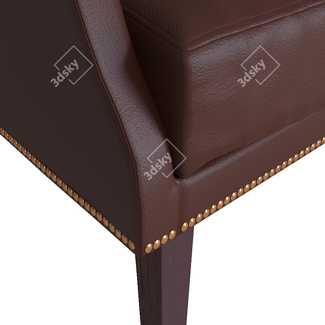 Modern Wingback Chair with Nailheads 3D model image 2