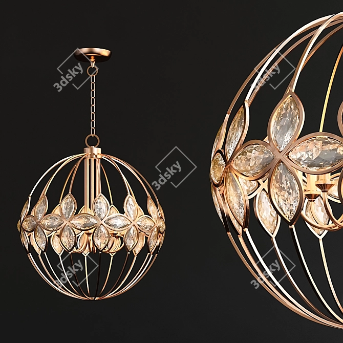 Golden Glow: Uttermost Ambre 8-Light Pendant 3D model image 1