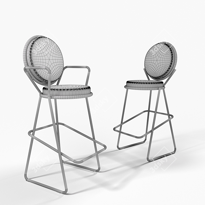 Title: Stunning Double Zero Bar Stool 3D model image 2