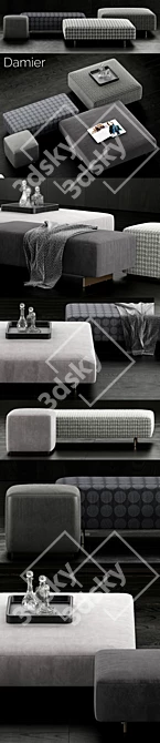 Elegant Minotti Damier Ottomans 3D model image 1