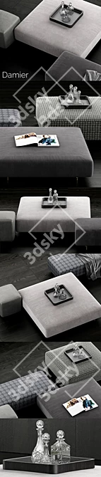 Elegant Minotti Damier Ottomans 3D model image 2