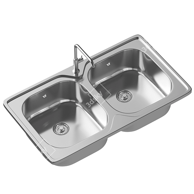 Sleek Stainless Steel Sink 3D model image 1