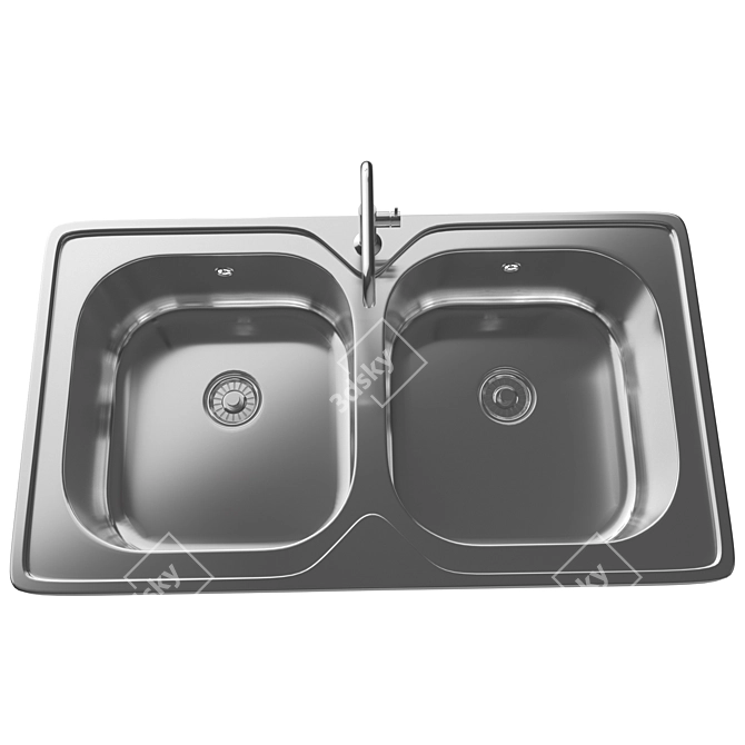 Sleek Stainless Steel Sink 3D model image 2