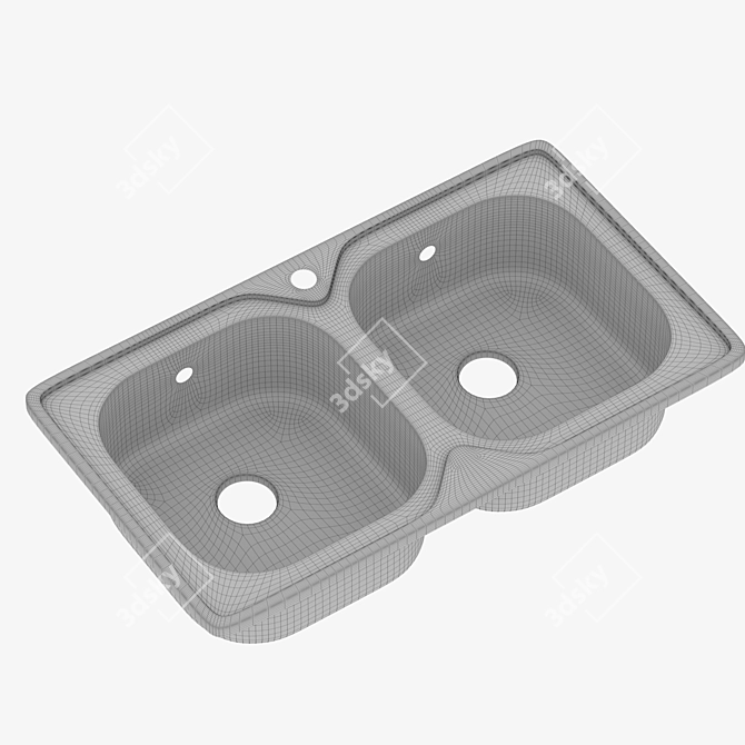 Sleek Stainless Steel Sink 3D model image 3