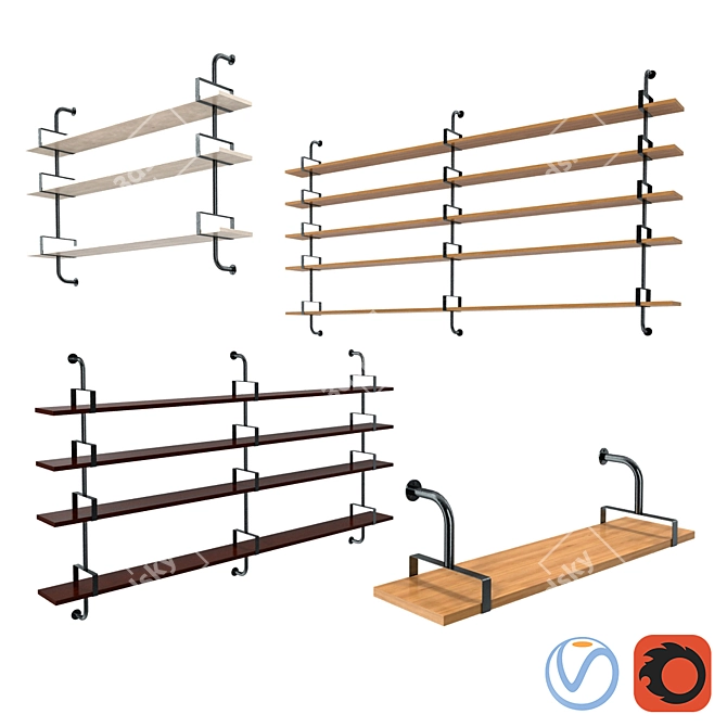 Modern Modular Shelf System - Gubi Etageres Mategot 3D model image 1