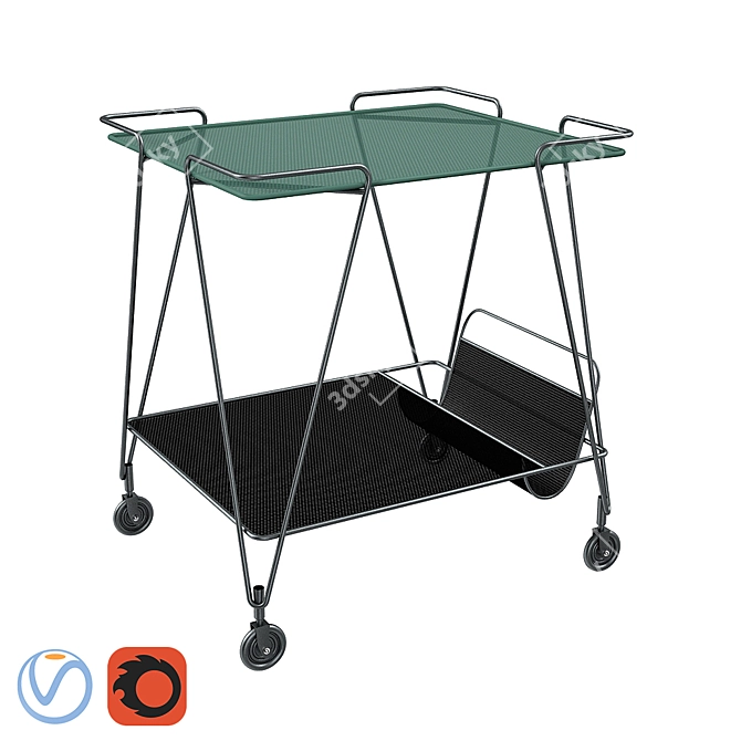 Gubi Mategot Trolley: Stylish and Versatile Storage 3D model image 1
