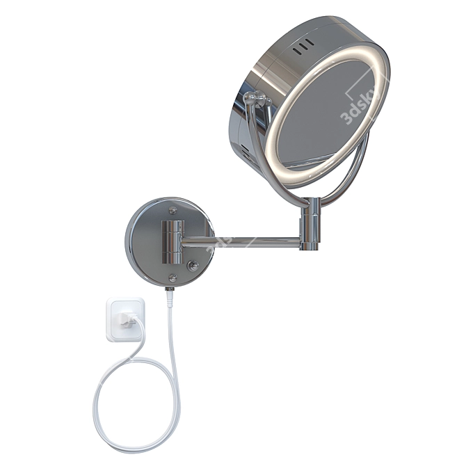 Dual-View ES-002 Mirror: Sleek Chrome Finish 3D model image 2