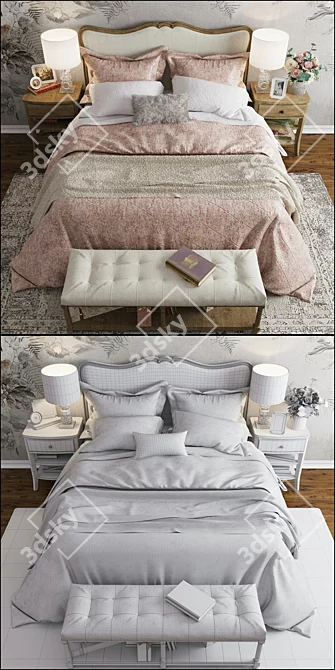 Elegant Claremont Bed from Pottery Barn 3D model image 3